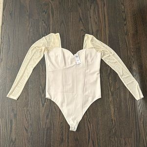 BNWT Abercrombie Mesh Sleeve Corset Bodysuit